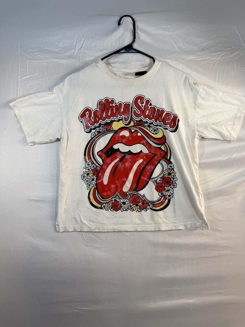 Zara Rolling Stones Graphic T-Shirt Size 13-14 White Band Tee